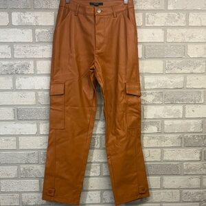 Forever 21 Vegan Leather Brown Cargo Pants Size Small